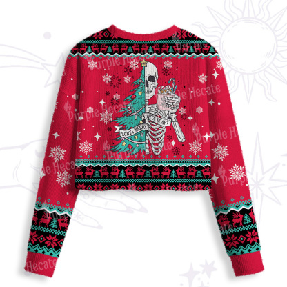 Purplehecate Sorta Merry Sorta Scary Christmas Crop Fuzzy Ugly Sweatshirt