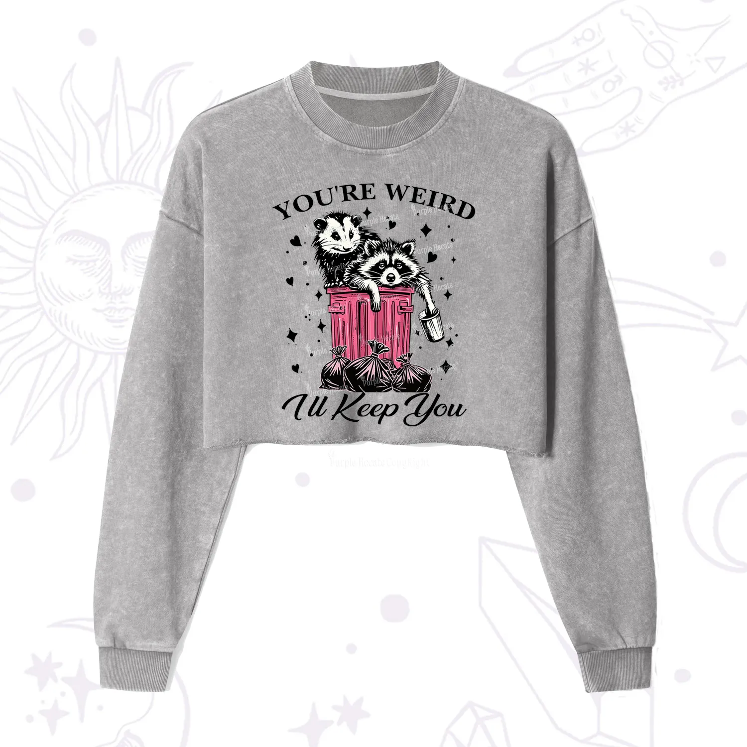 Purplehecate You're Weird I'll Keep You Cropped Washed Sweatshirt