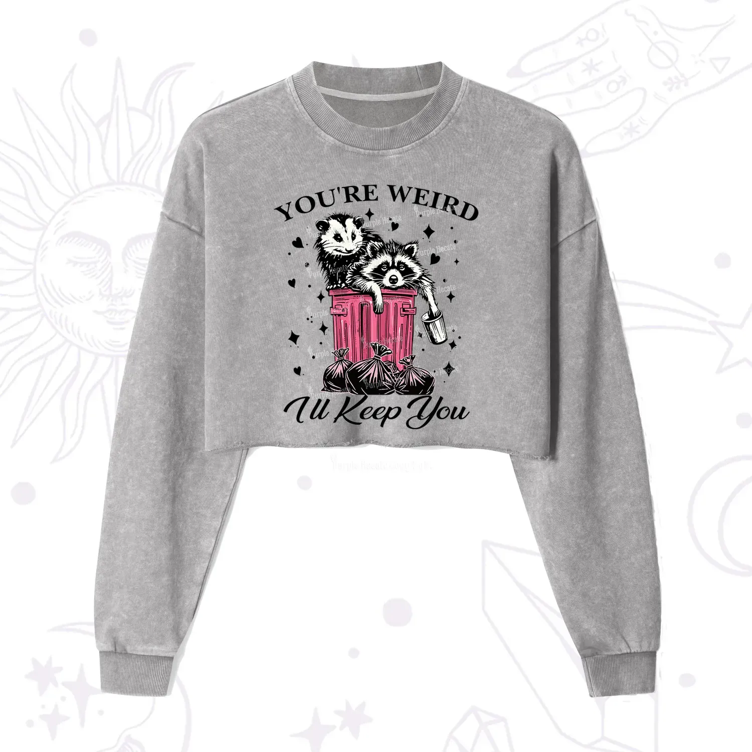 Purplehecate You're Weird I'll Keep You Cropped Washed Sweatshirt