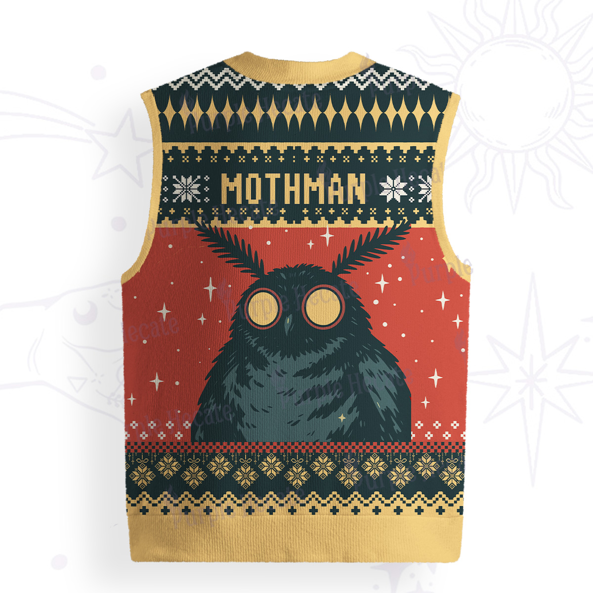 Purplehecate Mothman Eating Soup Ugly Sweater Vest