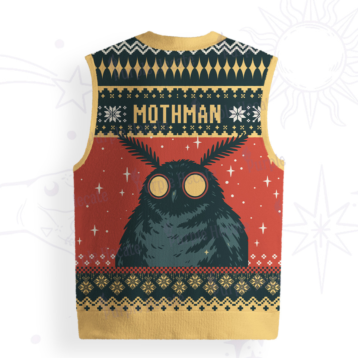 Purplehecate Mothman Eating Soup Ugly Sweater Vest