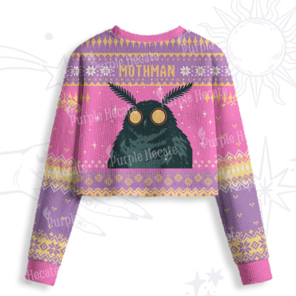 Purplehecate Mothman Eating Soup Crop Fuzzy Ugly Sweatshirt