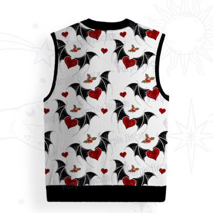 Purplehecate Dark Romance Bat & Heart Ugly Sweater Vest