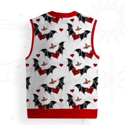 Purplehecate Dark Romance Bat & Heart Ugly Sweater Vest