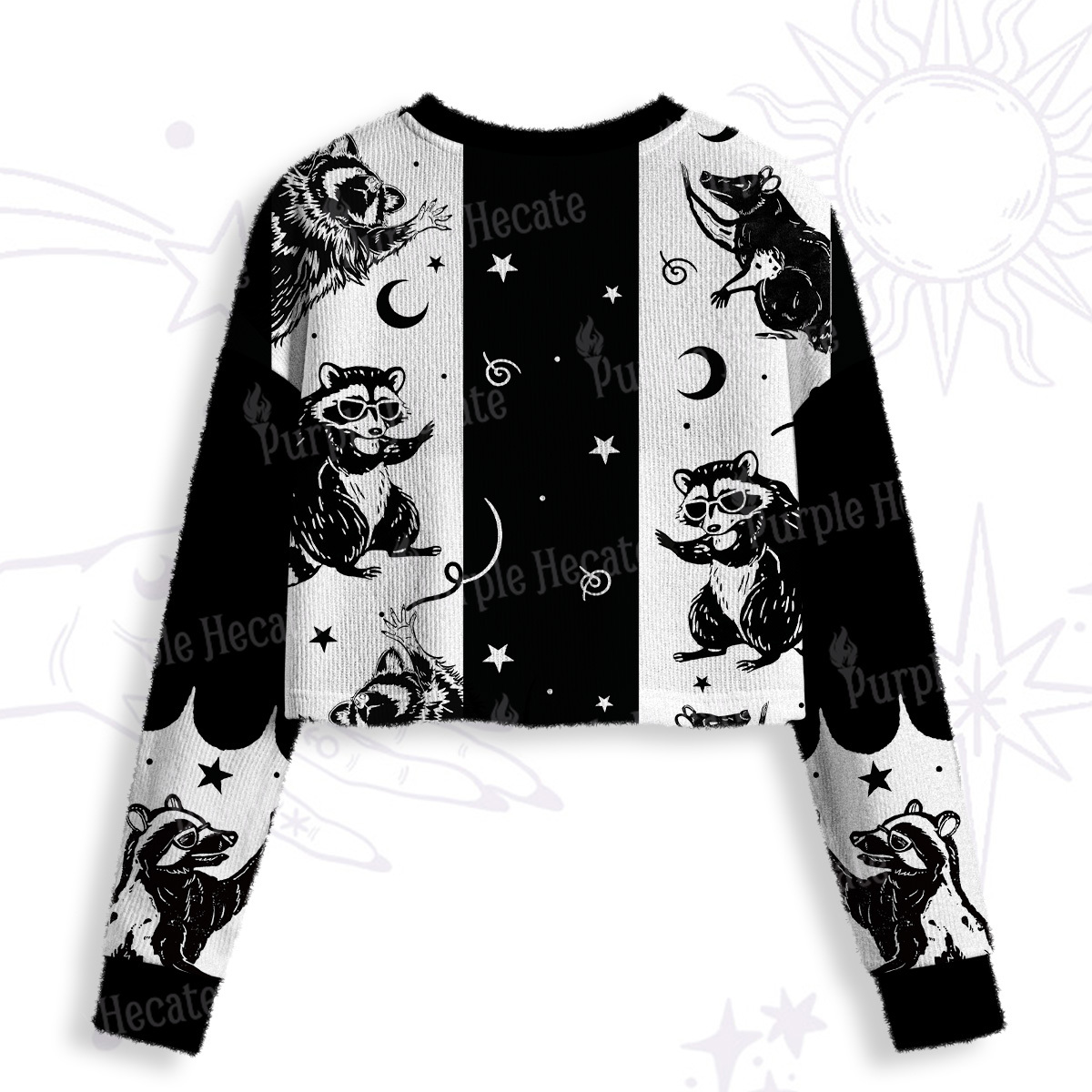 Purplehecate Galactic Raccoon Club Crop Fuzzy Ugly Sweatshirt