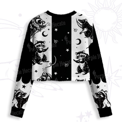 Purplehecate Galactic Raccoon Club Crop Fuzzy Ugly Sweatshirt