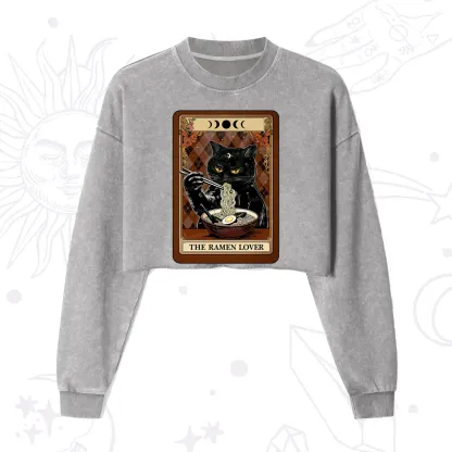 Purplehecate The Ramen Lover Tarot Cropped Washed Sweatshirt