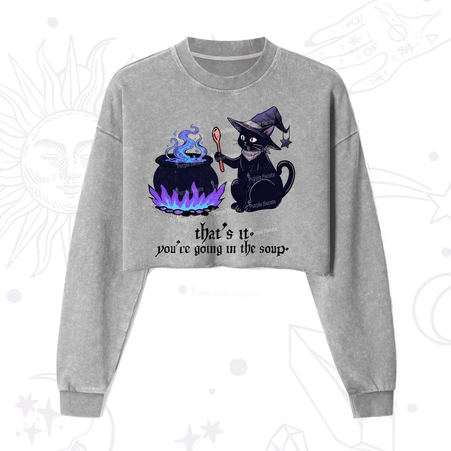 Purplehecate Trust Your Instincts Cropped Washed Sweatshirt