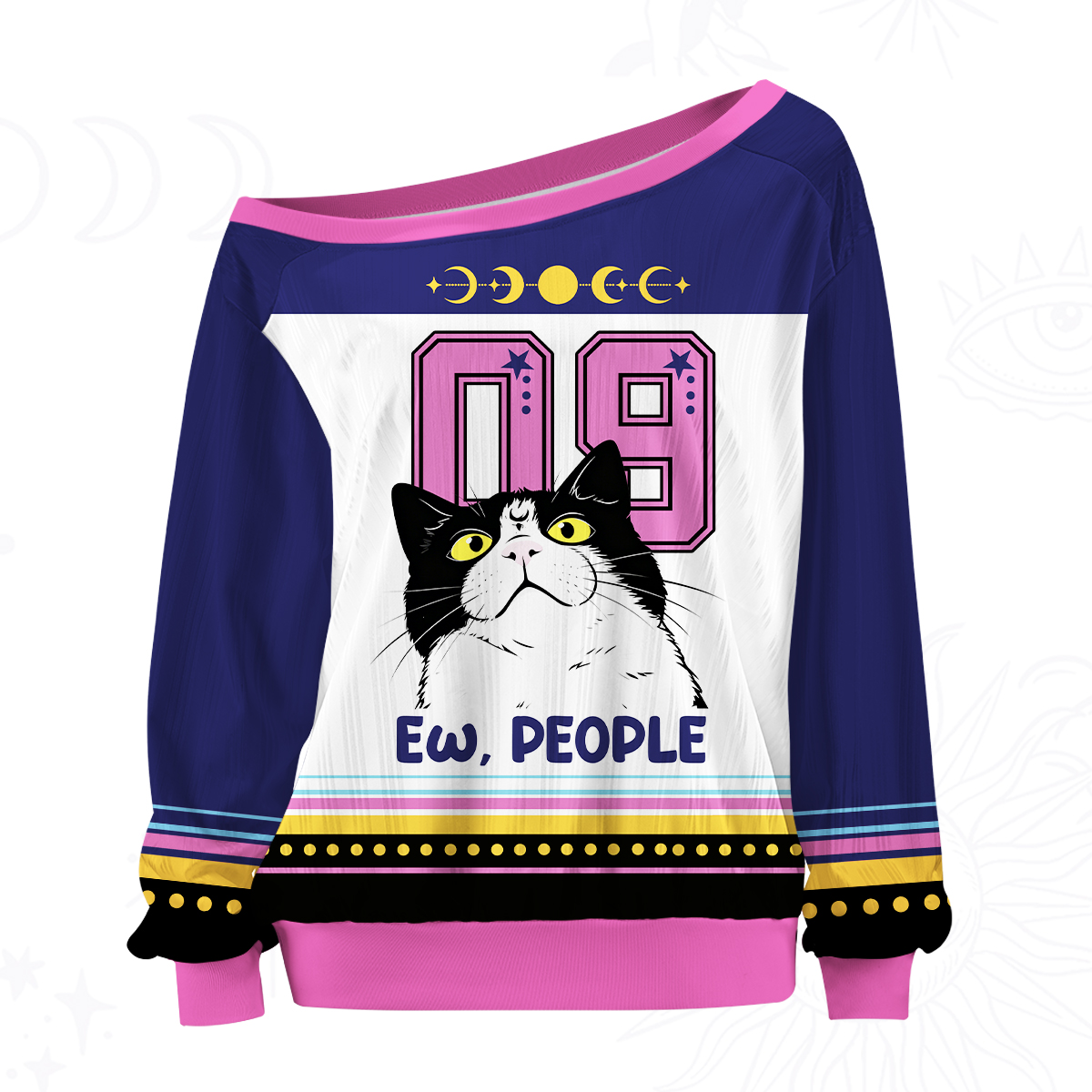 Purplehecate Ew People Cat Off The Shoulder Graphic Jersey