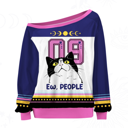 Purplehecate Ew People Cat Off The Shoulder Graphic Jersey