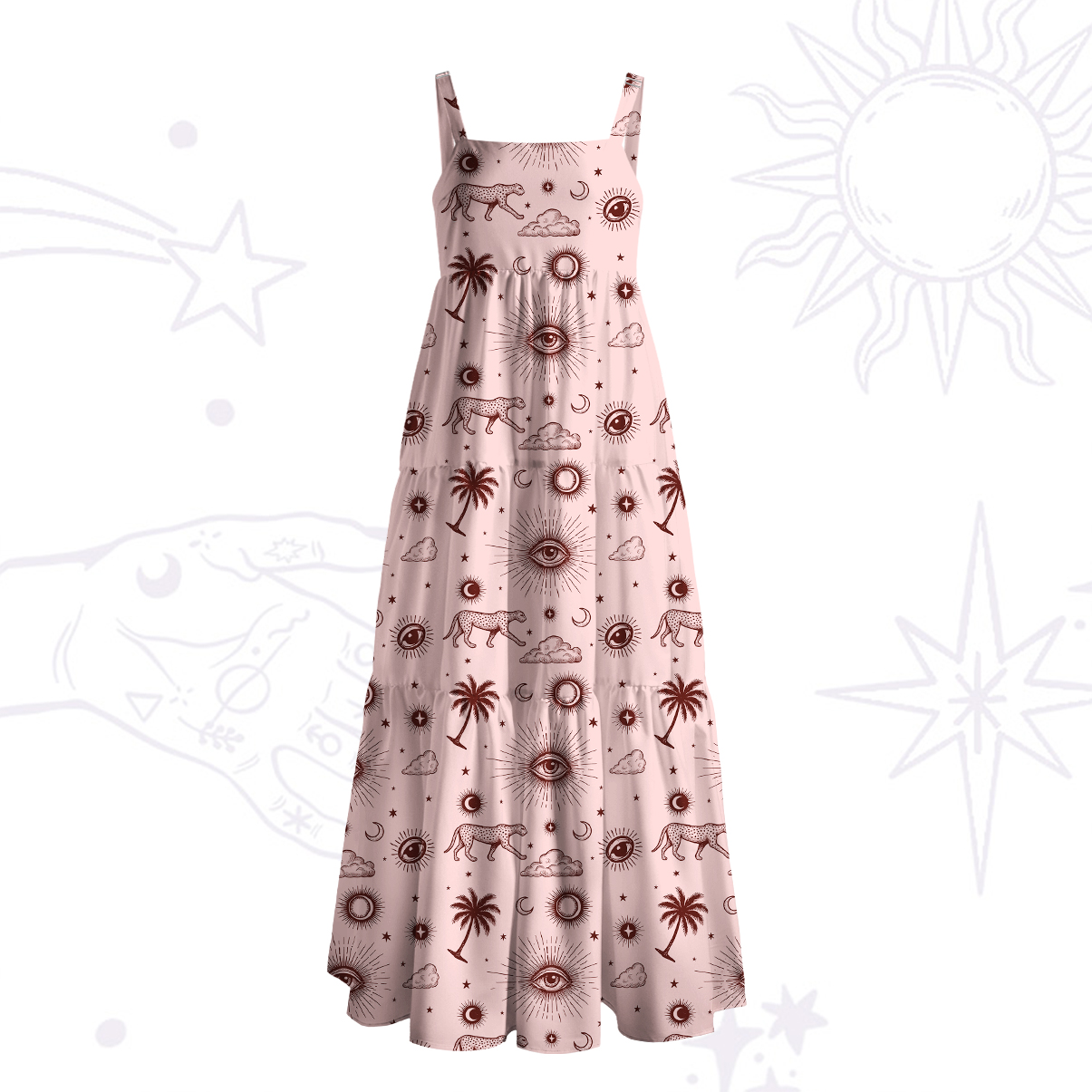 Purplehecate Eye of the Universe Wide Straps Maxi Dress