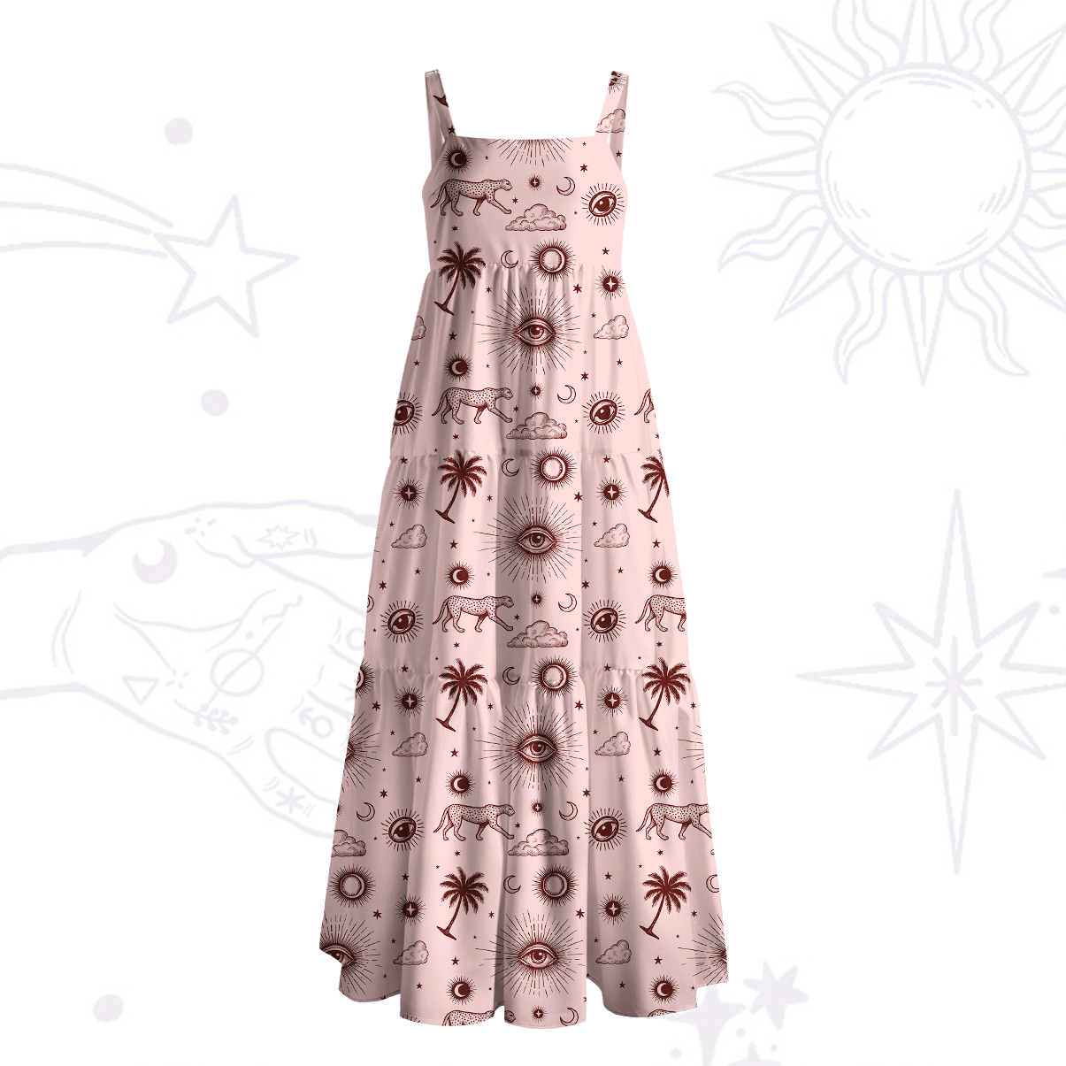 Purplehecate Eye of the Universe Wide Straps Maxi Dress