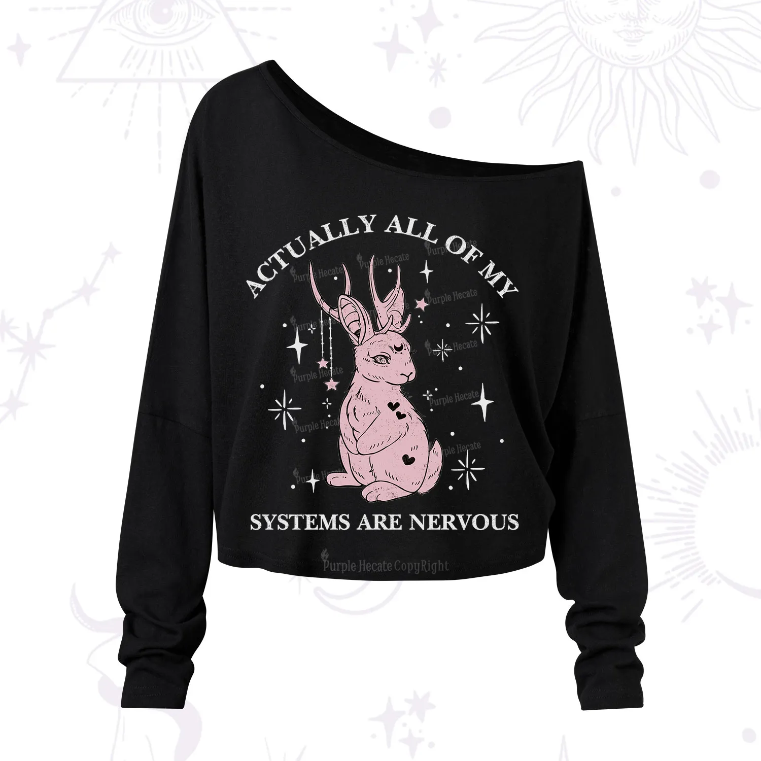 Purplehecate Actually All Of My Systems Are Nervous One Shoulder Long Sleeve Shirt
