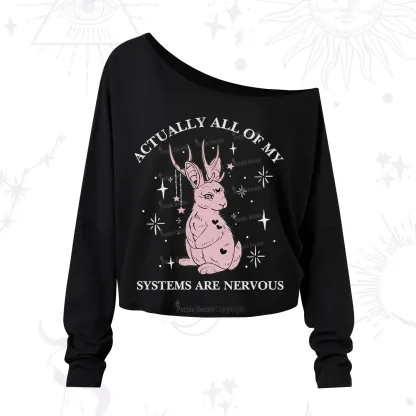 Purplehecate Actually All Of My Systems Are Nervous One Shoulder Long Sleeve Shirt