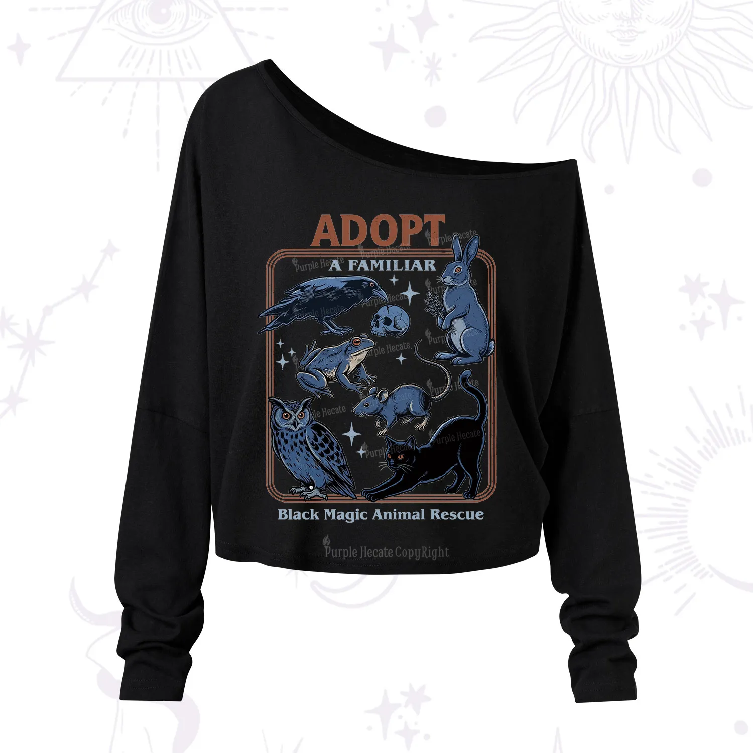 Purplehecate Adopt a Familiar One Shoulder Long Sleeve Shirt