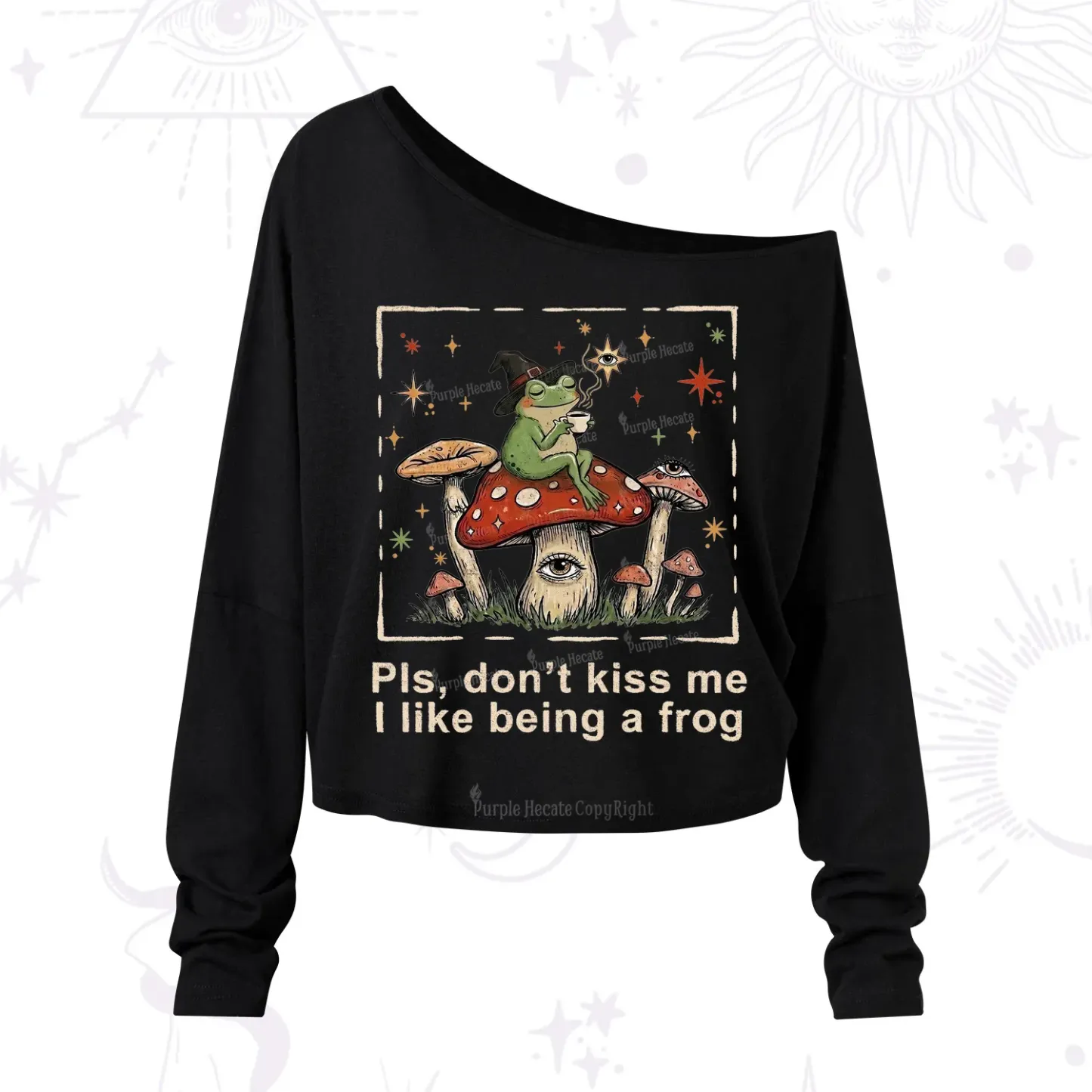 Purplehecate Please Don't Kiss Me I like Being A Frog One Shoulder Long Sleeve Shirt
