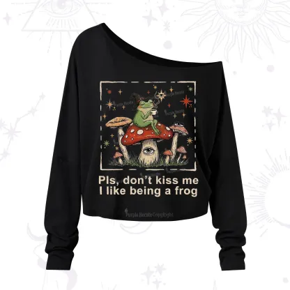 Purplehecate Please Don't Kiss Me I like Being A Frog One Shoulder Long Sleeve Shirt