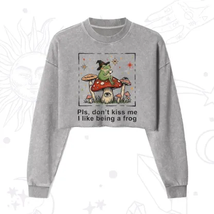 Purplehecate Please Don't Kiss Me I like Being A Frog Cropped Washed Sweatshirt
