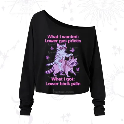 Purplehecate Lower Gas Prices Lower Back Pain Cat One Shoulder Long Sleeve Shirt