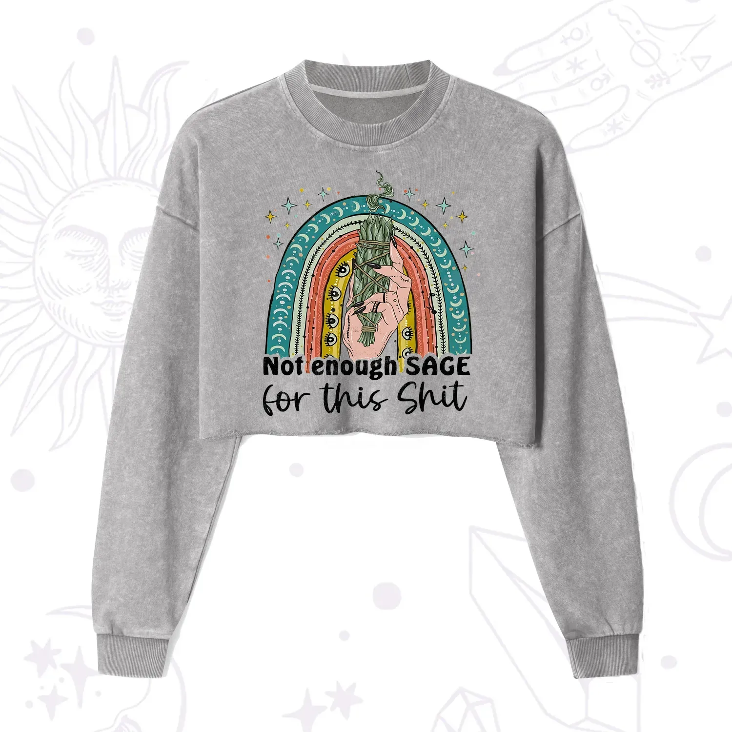 Purplehecate Not Enough Sage For This Sh*t Cropped Washed Sweatshirt