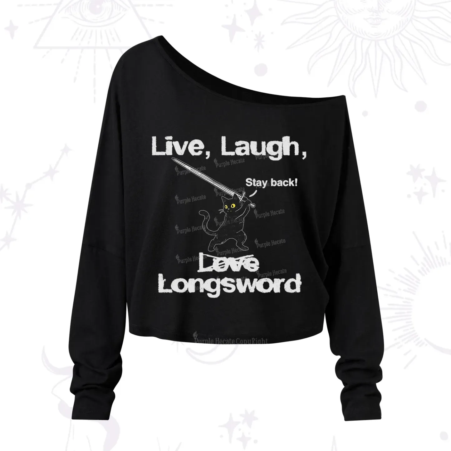 Purplehecate Live Laugh Love Longsword One Shoulder Long Sleeve Shirt