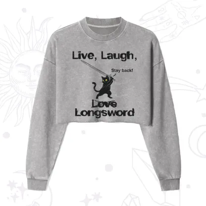 Purplehecate Live Laugh Love Longsword Cropped Washed Sweatshirt