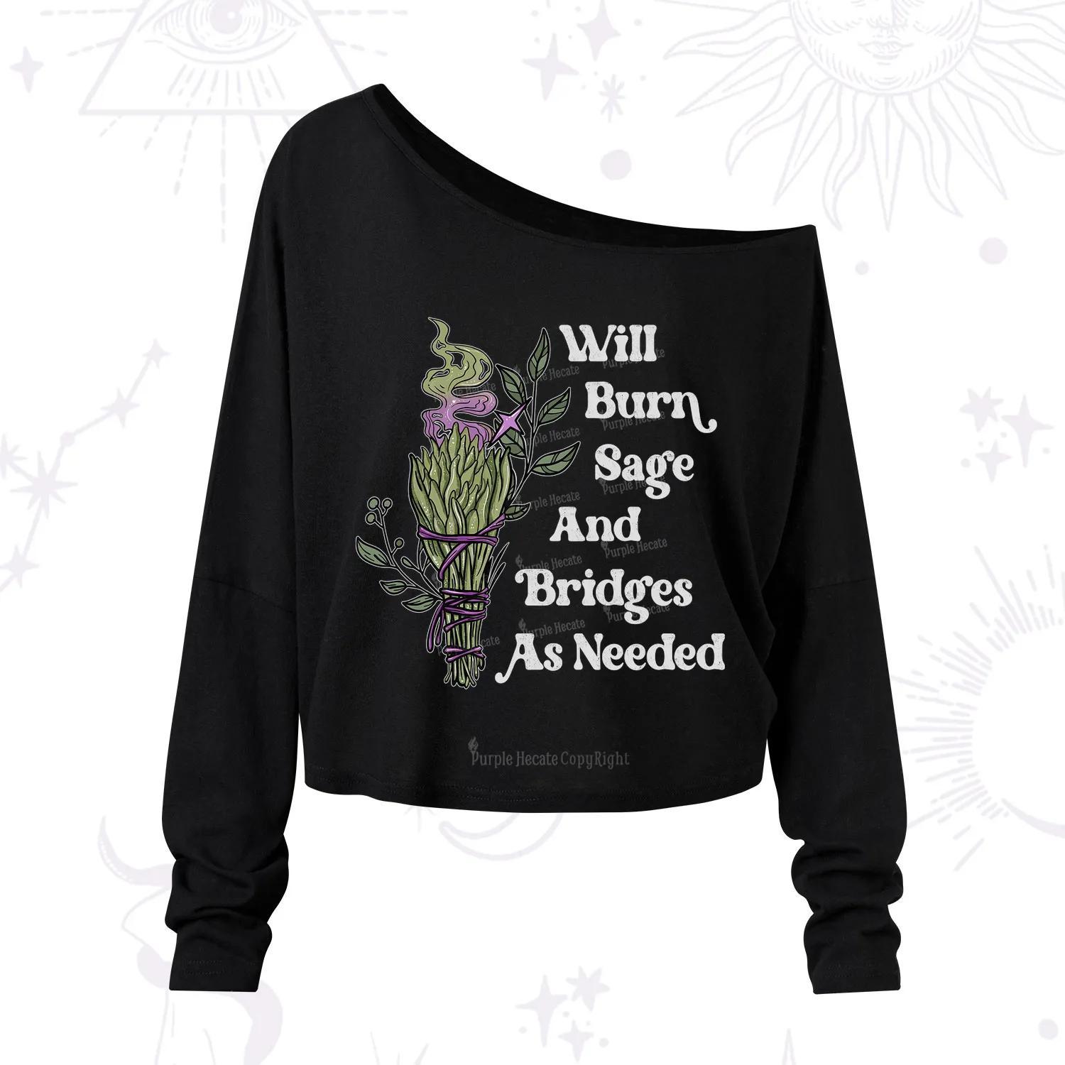 Purplehecate Will Burn Sage and Bridges One Shoulder Long Sleeve Shirt