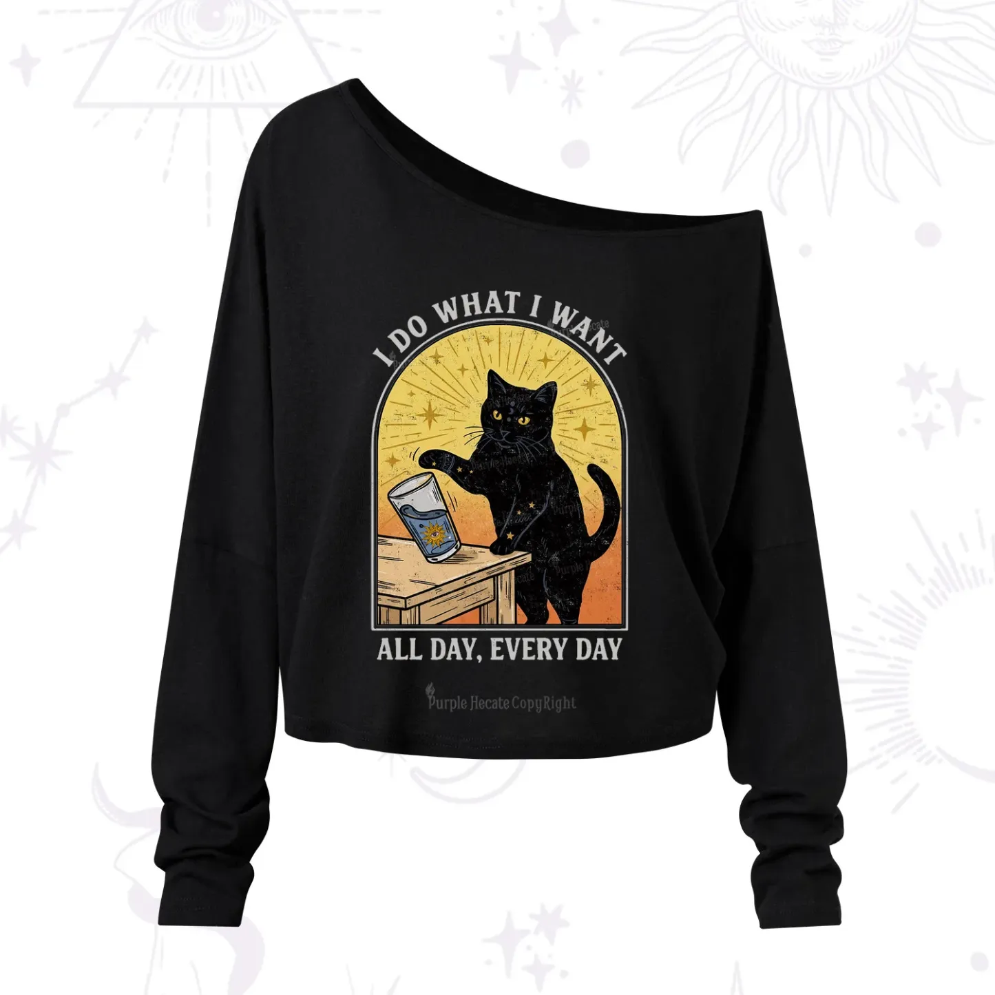 Purplehecate I Do What I What One Shoulder Long Sleeve Shirt