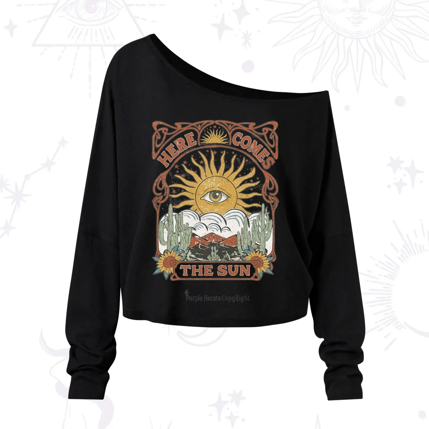 Purplehecate Here Comes The Sun One Shoulder Long Sleeve Shirt