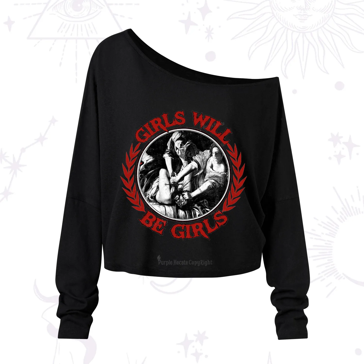 Purplehecate Girls Will Be Girls Witch One Shoulder Long Sleeve Shirt