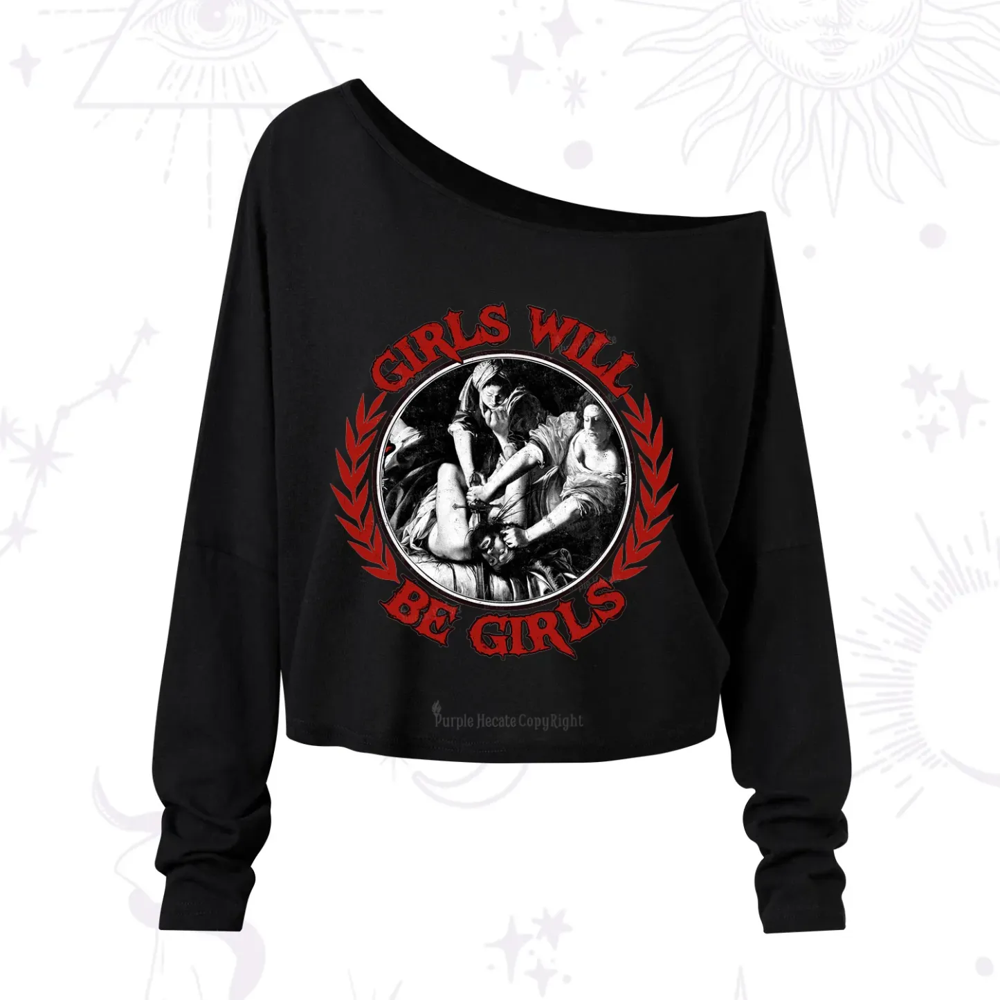 Purplehecate Girls Will Be Girls Witch One Shoulder Long Sleeve Shirt