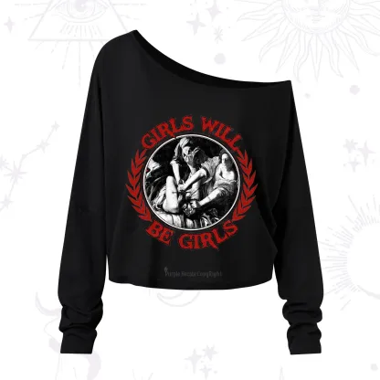 Purplehecate Girls Will Be Girls Witch One Shoulder Long Sleeve Shirt