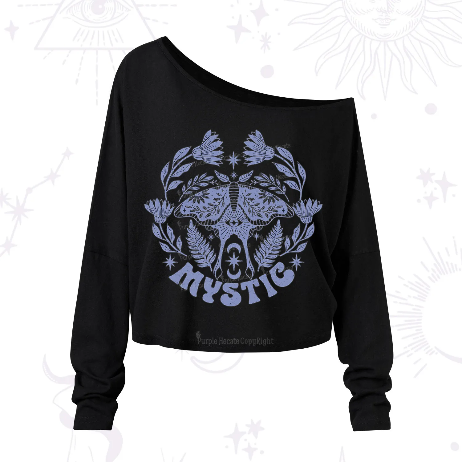 Purplehecate Mystic Moth One Shoulder Long Sleeve Shirt