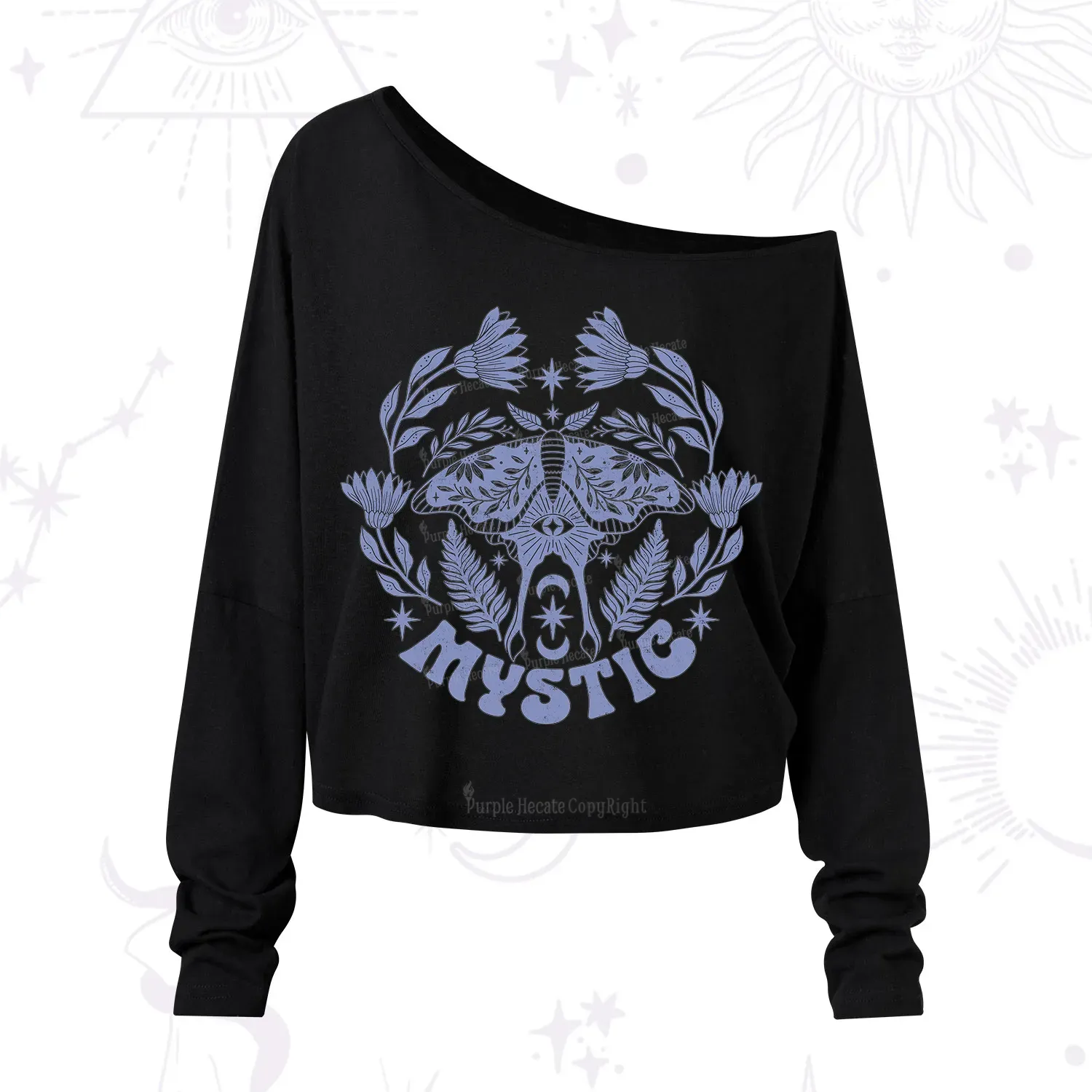 Purplehecate Mystic Moth One Shoulder Long Sleeve Shirt
