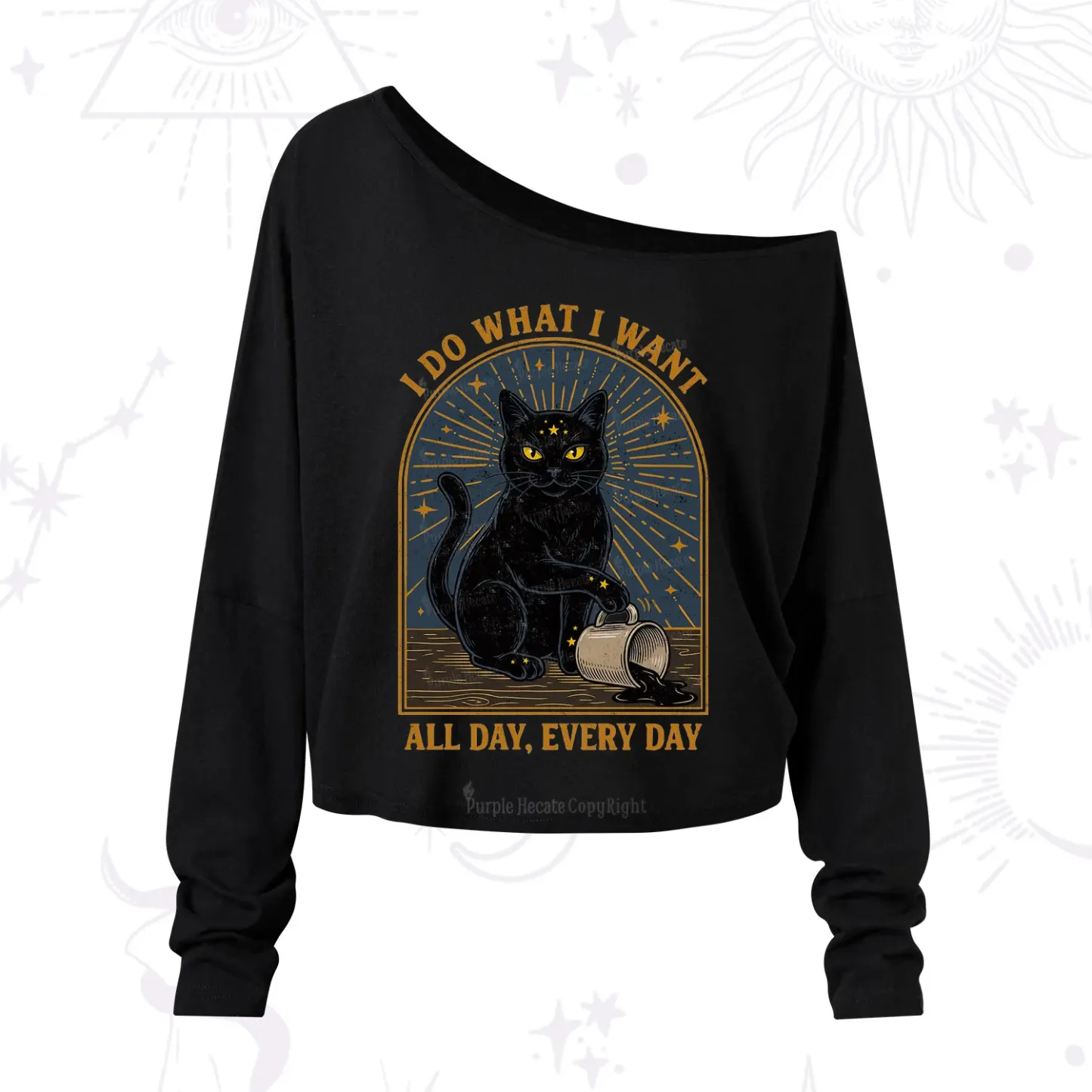Purplehecate I Do What I What All Day One Shoulder Long Sleeve Shirt