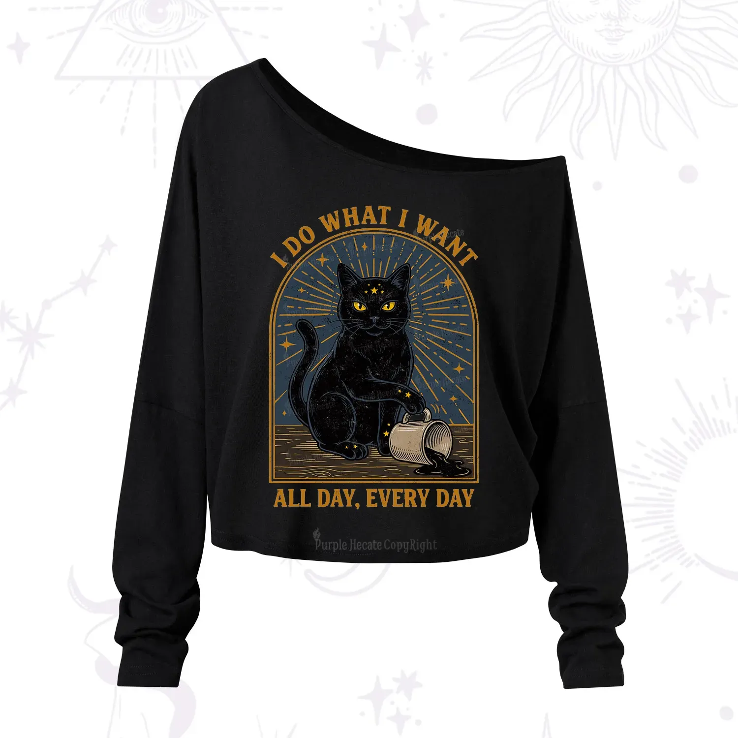 Purplehecate I Do What I What All Day One Shoulder Long Sleeve Shirt