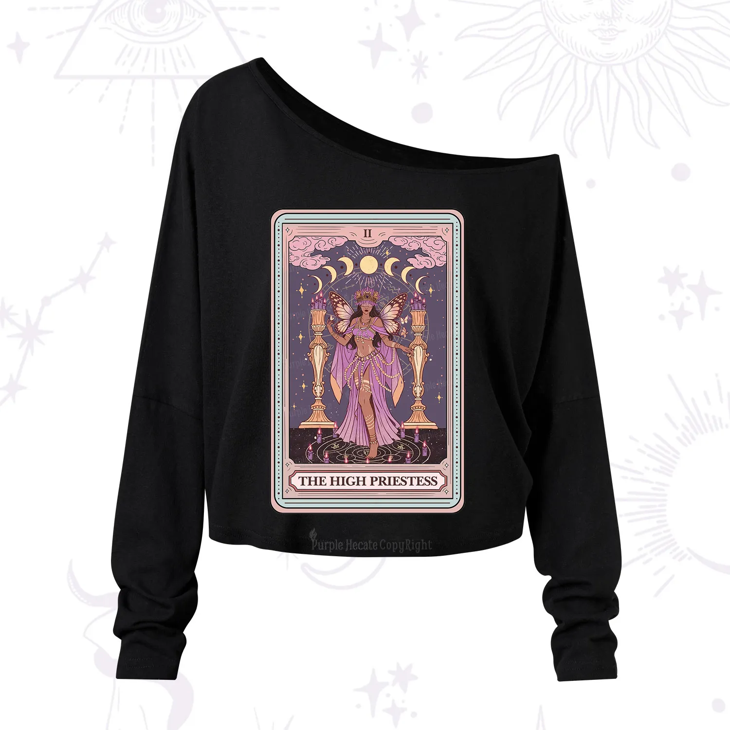 Purplehecate The Mystic High Priestess One Shoulder Long Sleeve Shirt