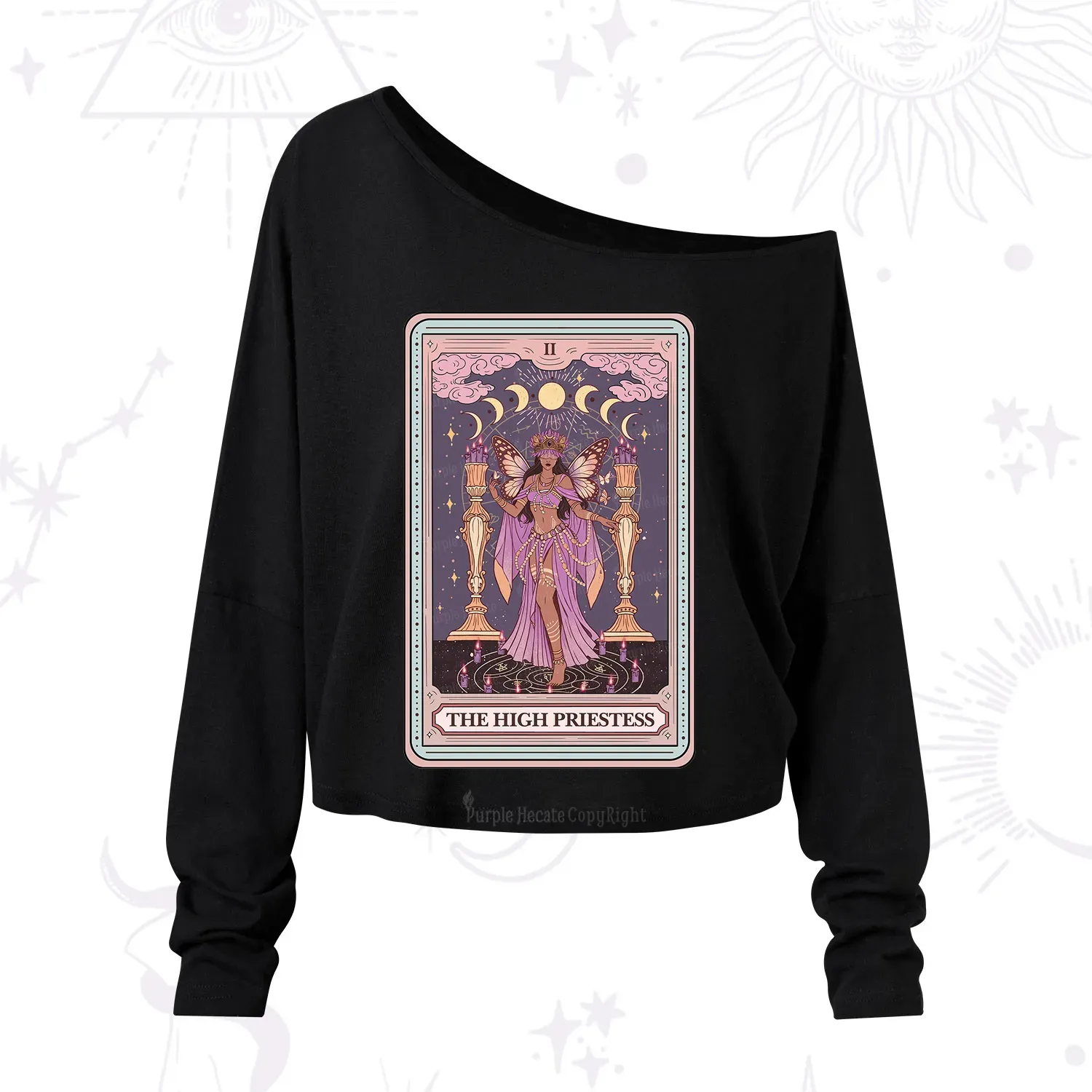 Purplehecate The Mystic High Priestess One Shoulder Long Sleeve Shirt