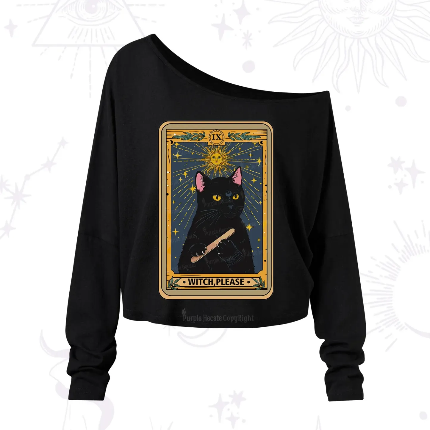 Purplehecate The Witch Please Tarot One Shoulder Long Sleeve Shirt