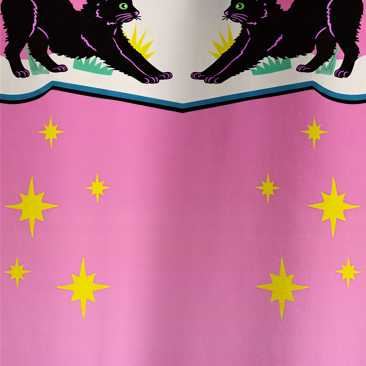 Purplehecate Pink Twin Black Black Starry All Over Print T-Shirt