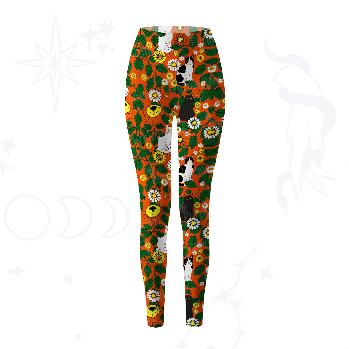 Purplehecate Daisy Cat  Garden Yoga Pants