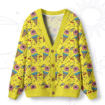 Purplehecate Melting Monster Ice Cream  Ugly Cardigan Sweaters
