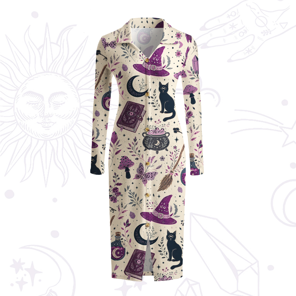 Purplehecate Witchcraft Spellbook Ribbed Knit Dress