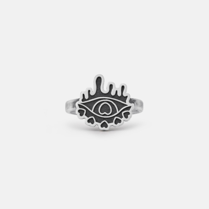 Purplehecate Heartful Eye Drip Sterling Silver Ring