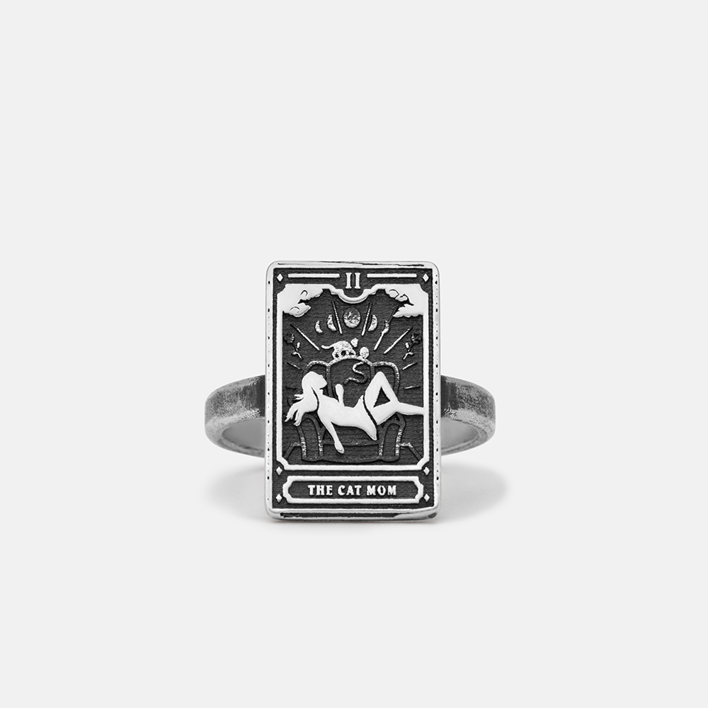 Purplehecate The Cat Mom Tarot Sterling Silver Ring