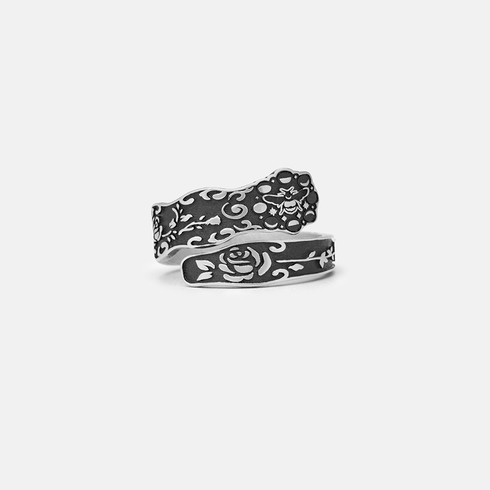 Purplehecate Moon Bee Sterling Silver Ring