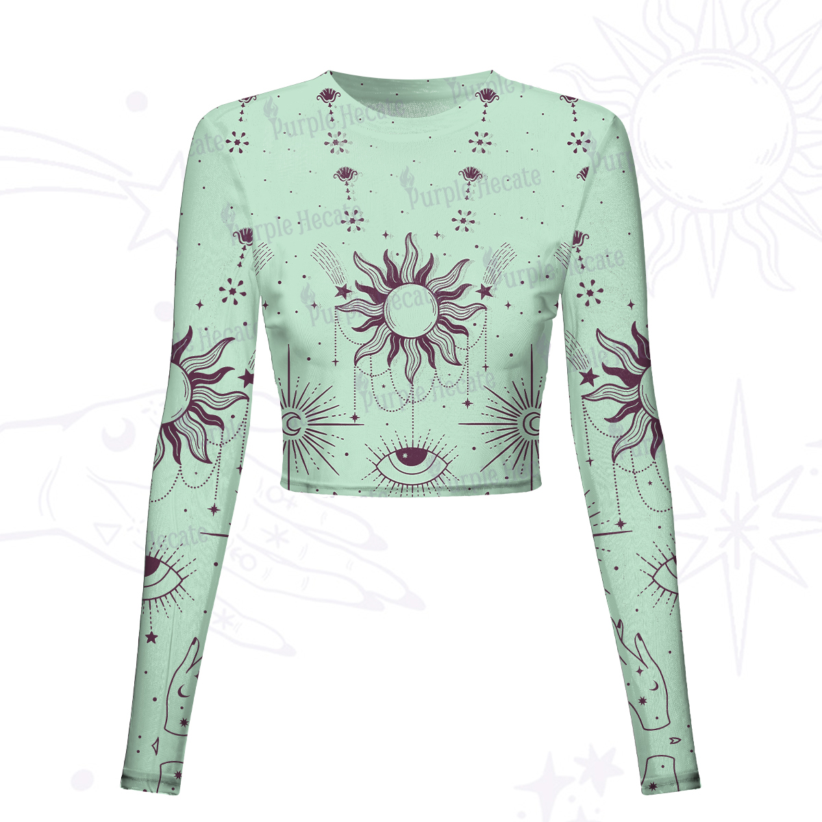 Purplehecate Solar Oracle Mesh Long Sleeve Crop Top