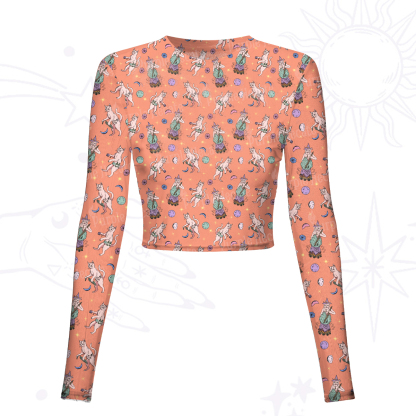Purplehecate Cat Coven Mesh Long Sleeve Crop Top