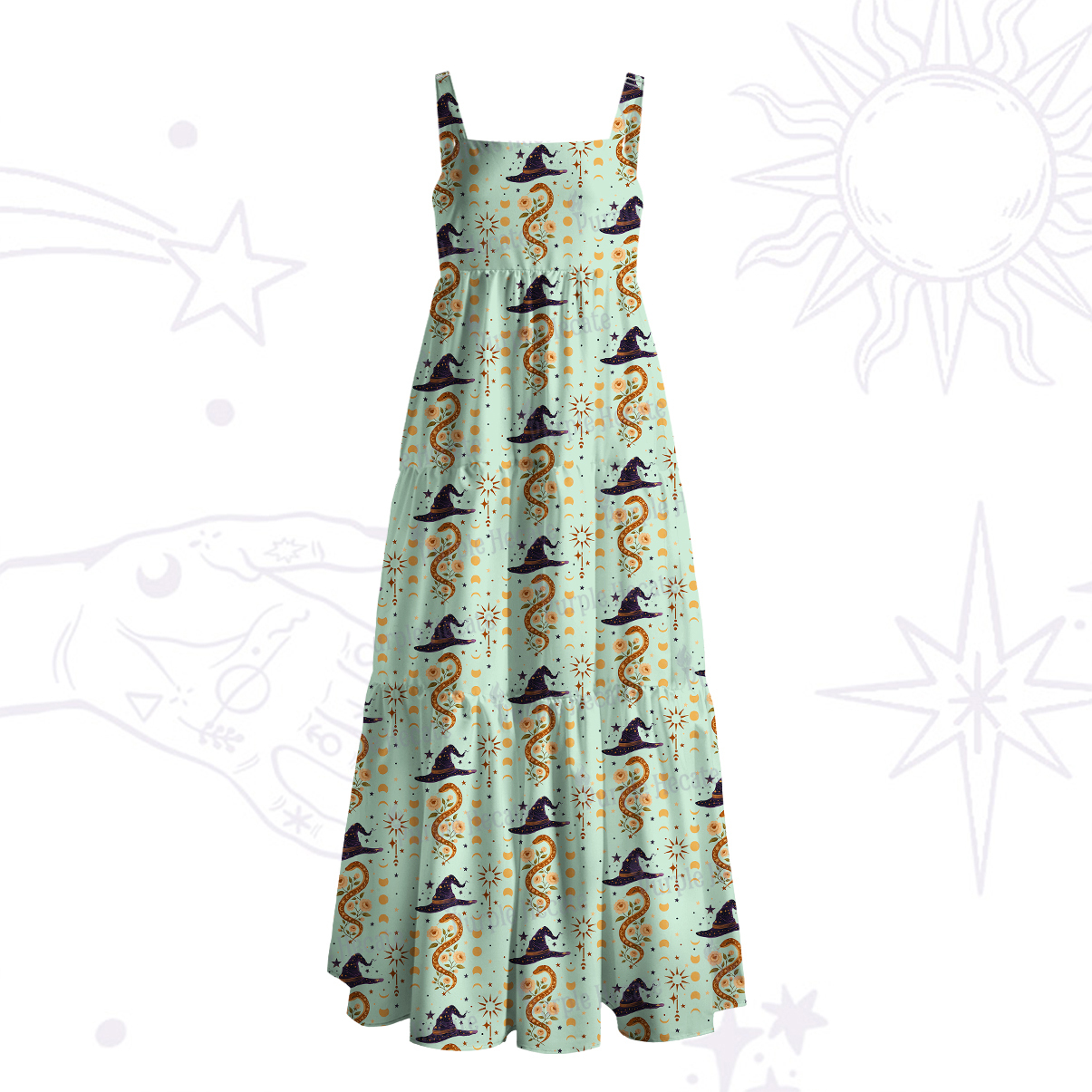 Purplehecate Witch's Enchantment Wide Straps Maxi Dress