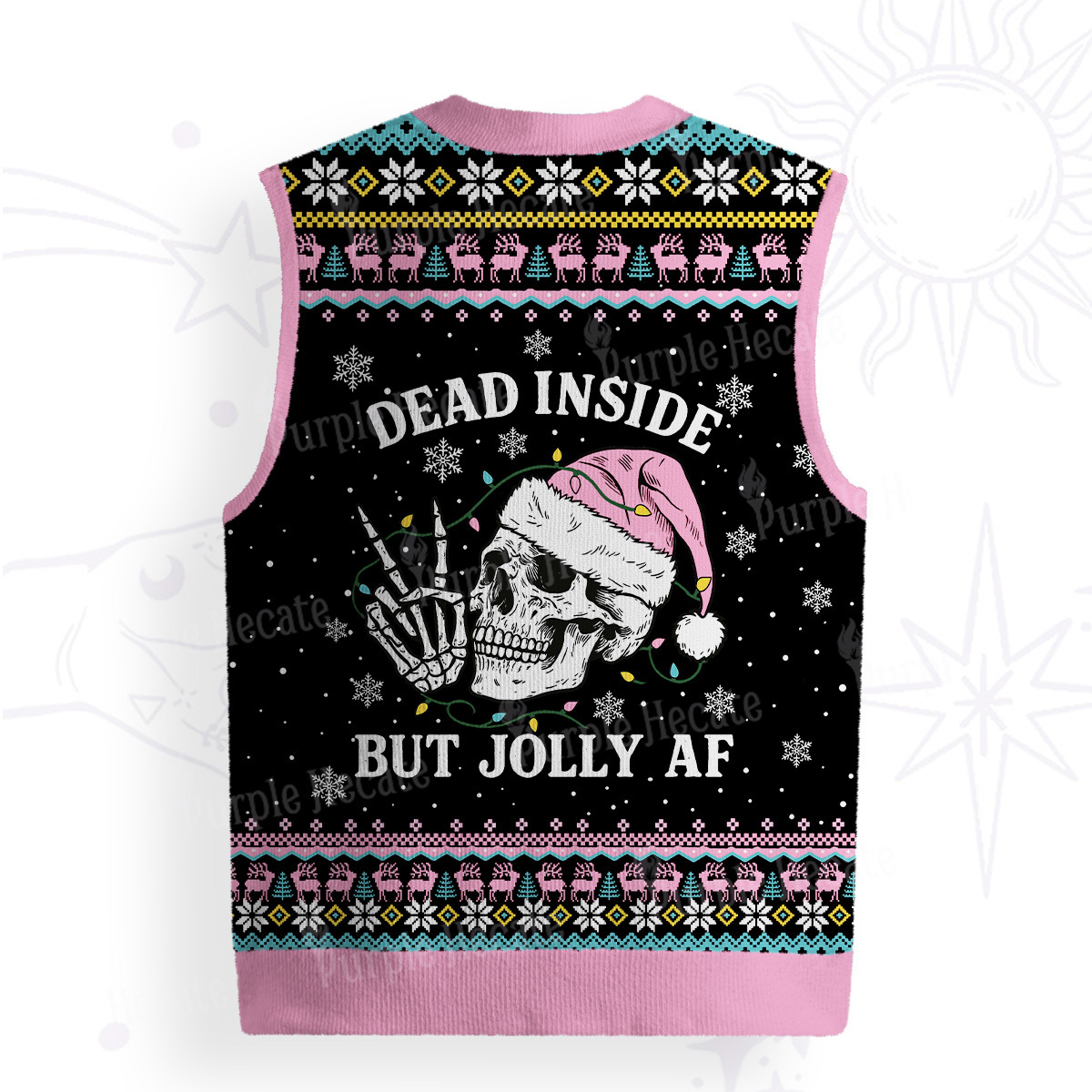 Purplehecate Dead Inside But Jolly AF Christmas Ugly Sweater Vest